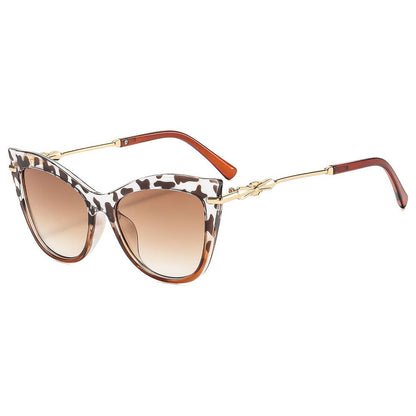 Cat-Eye Trendy Metal Accessories Versatile Sunglasses: Leopard