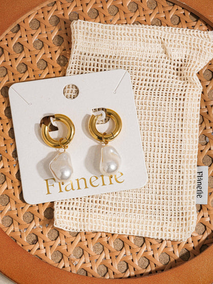 Oceana Gold Statement Large Pearl Earring: Yellow Gold