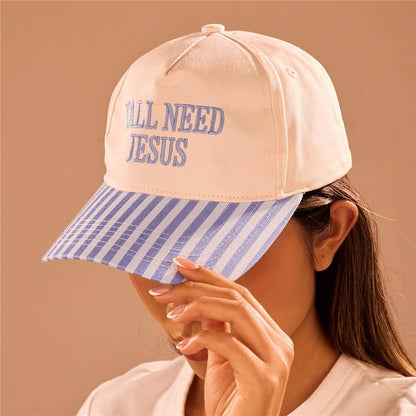 "Y'all Need Jesus" Stripe Baseball Cap | 40HW755: Blue