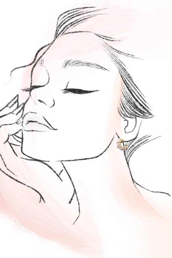 TRIO PEARL DIAMOND CUT HUGGIE HOOP EARRINGS | 80E3935: Gold