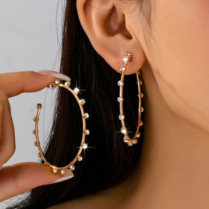 Crystal-Studded Gold Hoop Earrings | 80E61637: GOLD