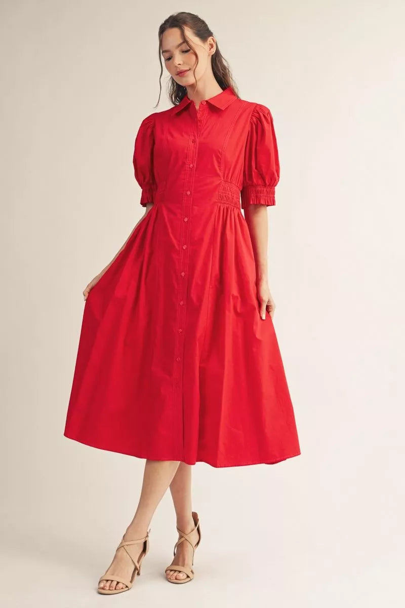 Red Midi Dress by Jodifl