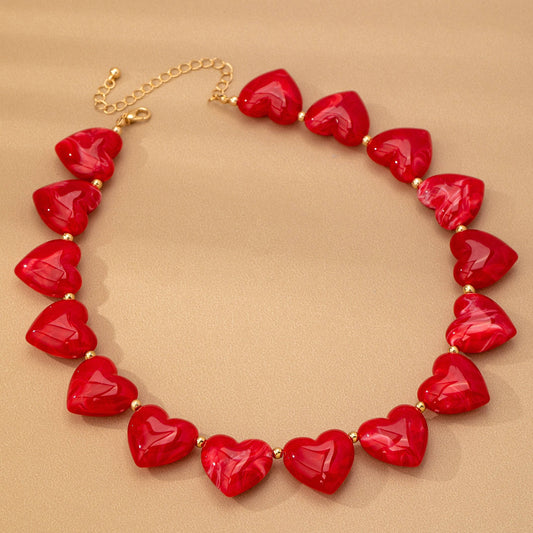 LARGE HEART SHAPE BEADED NECKLACE