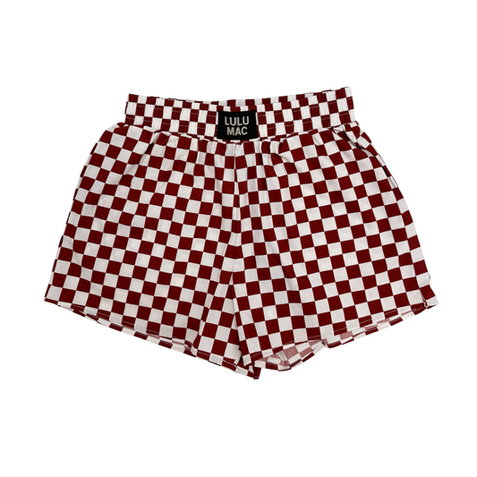Lulu Mac BXCK-MAROON/WHITE CHECK BOXER SHORT