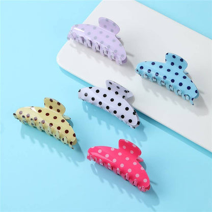 Retro Polka Dot Hair Claw - Glossy Spotted French | 40H1099: Lavender