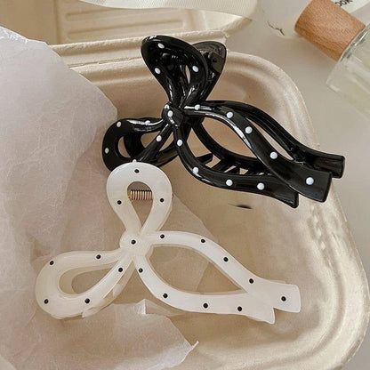 Polka Dot Bow Hair Claw Clips | 40H1094: OFF WHITE