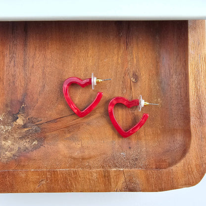 Mini Heart Hoops - Red