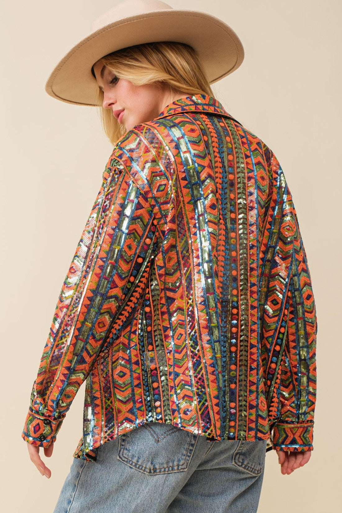 Aztec Sequin Western Shirt
