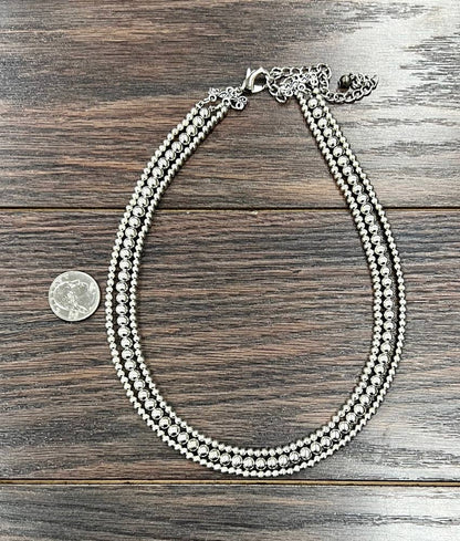 Handmade Silver Navajo Bead Necklace