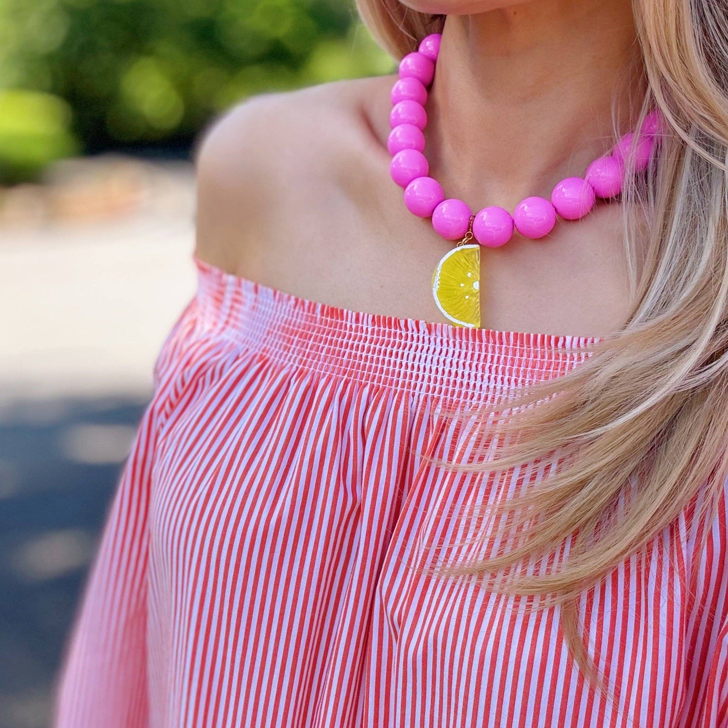 Color Bauble Sweet Fruit Lovely Necklace: Lemon