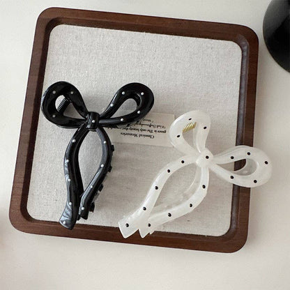 Polka Dot Bow Hair Claw Clips | 40H1094: OFF WHITE