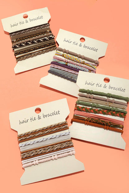 BOHO DUAL FUNCTION KNOT BRACELET HAIR TIES Tan
