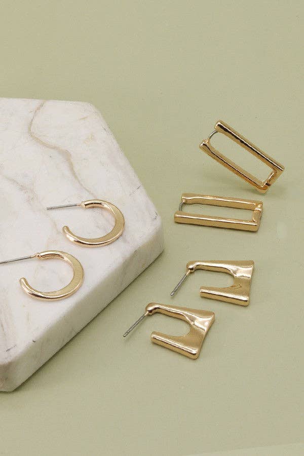 GEO MINI TRIO HOOP EARRING SET | 60E1009302: GOLD