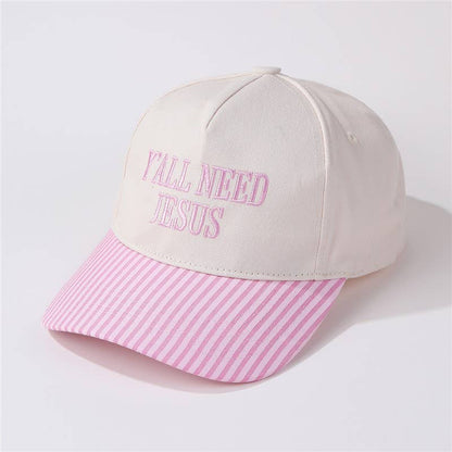 "Y'all Need Jesus" Stripe Baseball Cap | 40HW755: Pink