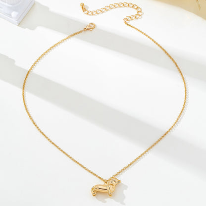 Gold-Tone Dachshund Dog Pendant Necklace | 80N93008: Gold