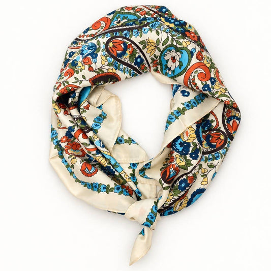 Paisley Print Silky Square Scarf | 40SC758: OFF WHITE