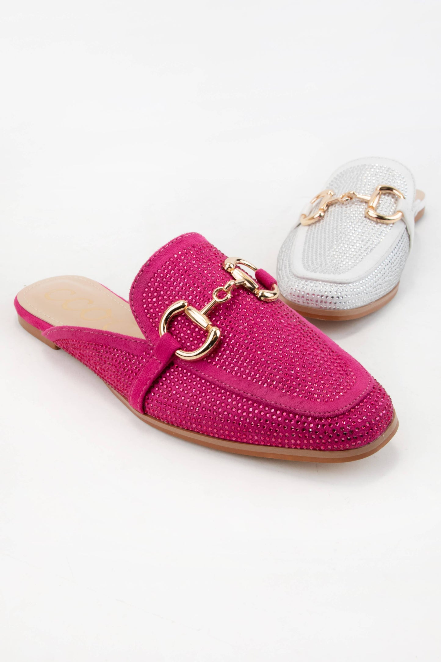 BEDAZZLED FUCHSIA LOAFER FLAT MULE