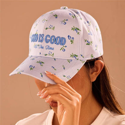 "God Is Good All The Time"  Floral Baseball Cap | 40HW756: Off White