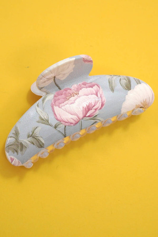 Vintage Floral Print Hair Claws | 40H1116: BLUE