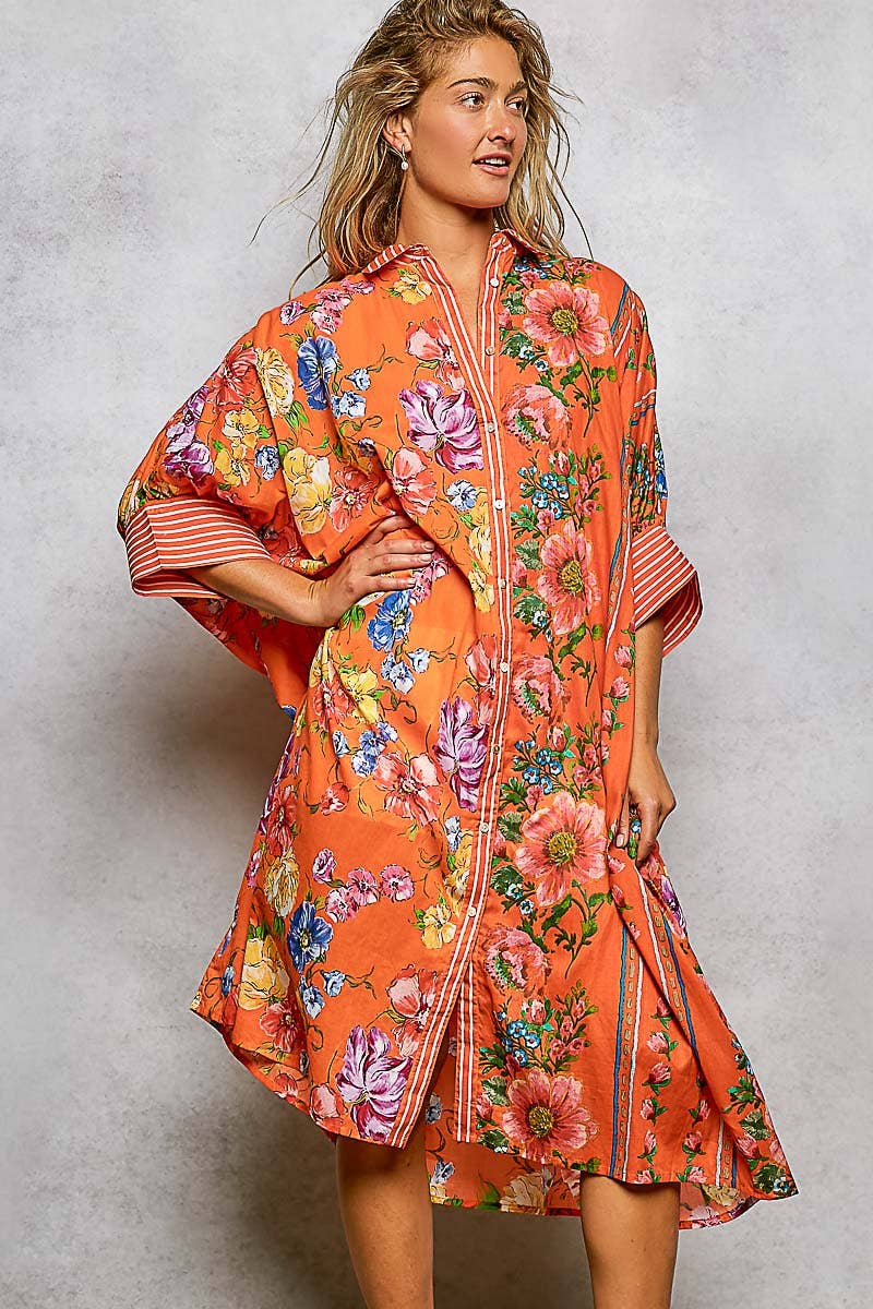 Orange Paradise Shirt Dress by POL