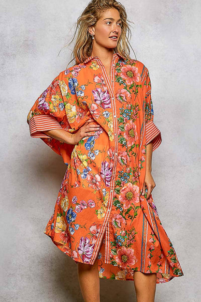 Orange Paradise Shirt Dress by POL