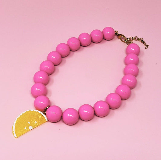 Color Bauble Sweet Fruit Lovely Necklace: Lemon