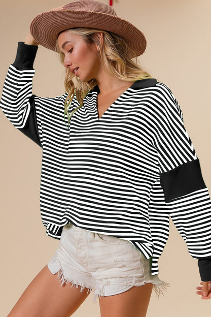 Cave The Way Black Striped Top