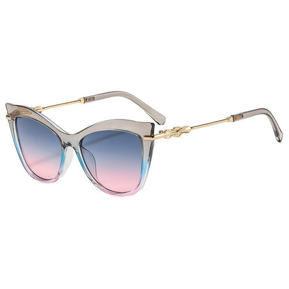 Cat-Eye Trendy Metal Accessories Versatile Sunglasses: Leopard