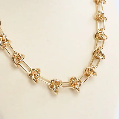 Paperclip Chunky Chain Necklace Gold Tone