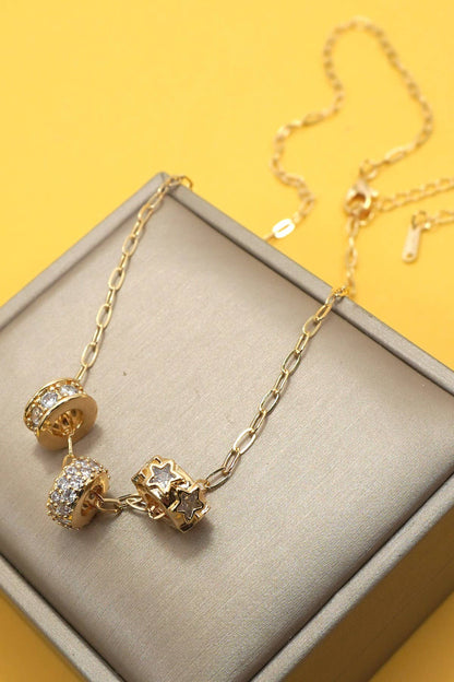 18K STAINLESS STEEL TARNISH FREE BARREL NECKLACE GOLD