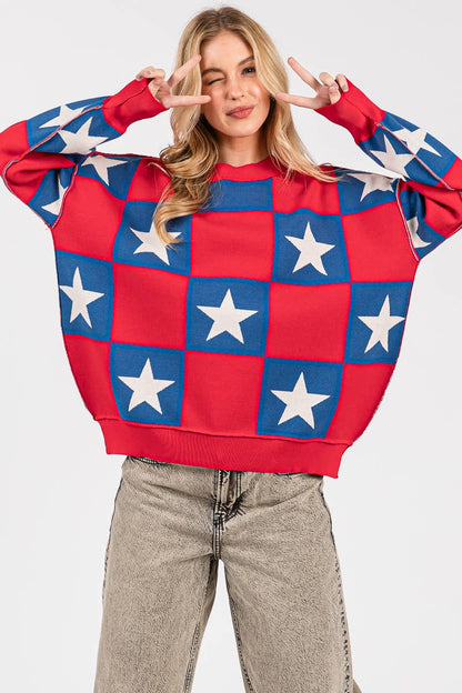 AMERICANA CHECKERED SWEATER TOP