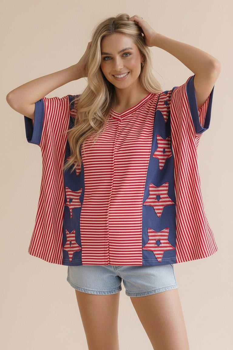 Patchwork Star Dolman Top