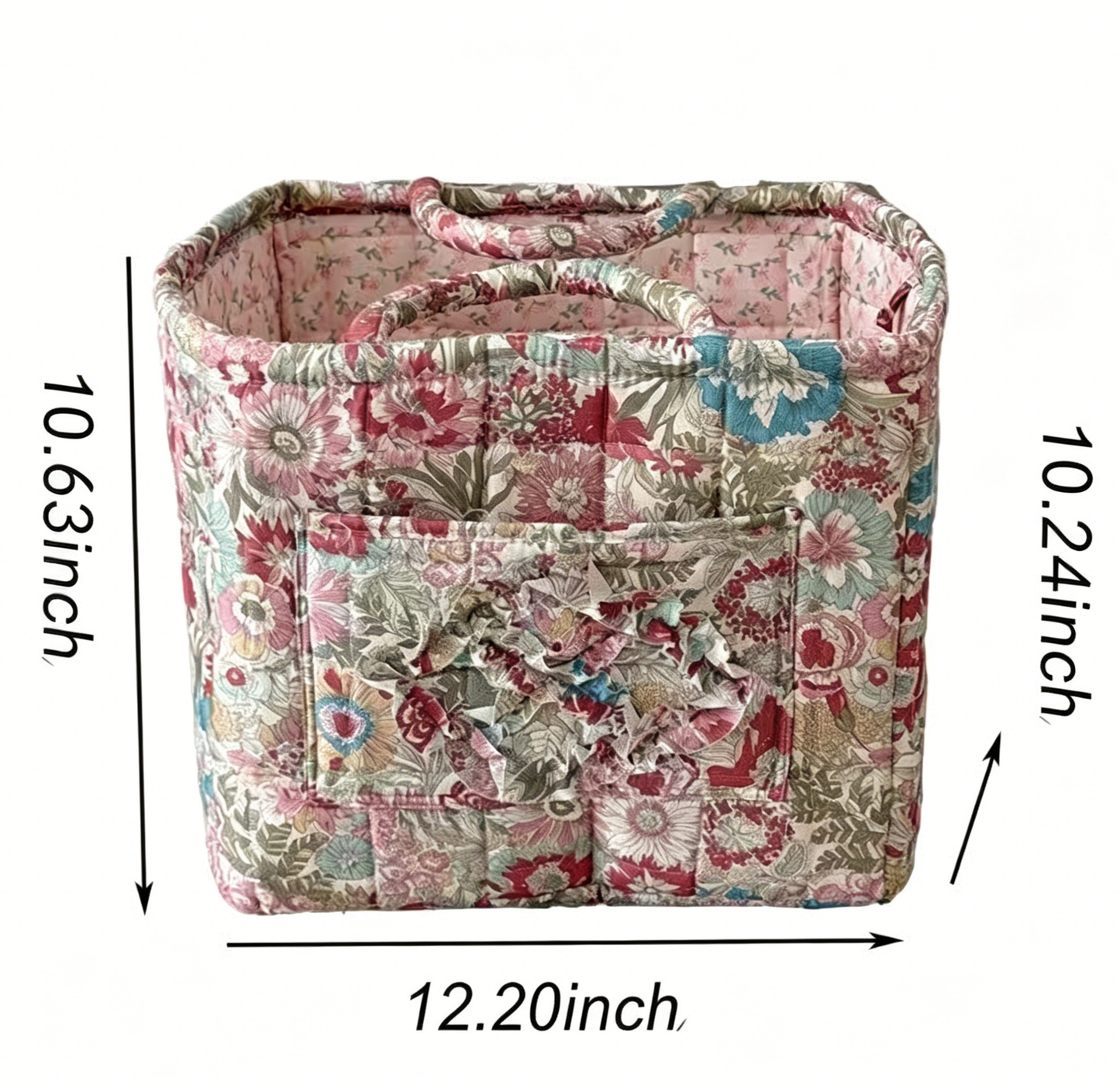 Red Quilted Storage Basket Boho Organizer Tote