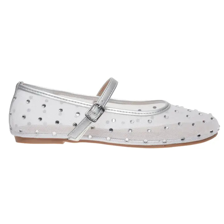 Silver Starlight Mesh Mary Jane Flats ✨