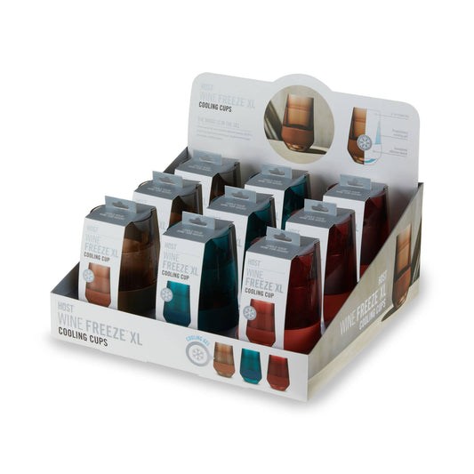 Wine FREEZE XL Cooling Cup in Assorted Colors CDU of 9: Assorted / Plastic / Gel / Silicone