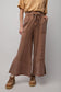 MINERAL WASHED CHOCO BROWN TERRY KNIT WIDE LEG PANTS