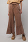 MINERAL WASHED CHOCO BROWN TERRY KNIT WIDE LEG PANTS