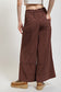 WASHED COCOA CHALLIS WIDE LEGS PANTS