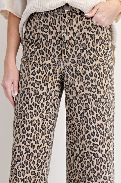 ANIMAL PRINT WASHED TWILL PANTS