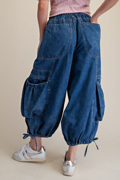 EASEL SPECIAL WASHED DENIM CARGO PANTS
