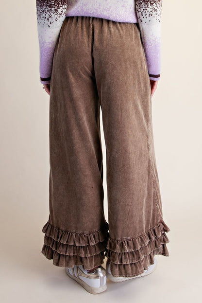 EASEL RUFFLE BOTTOM WASHED BABY CORDUROY PANTS