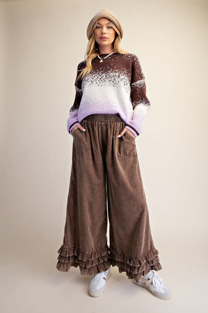 EASEL RUFFLE BOTTOM WASHED BABY CORDUROY PANTS