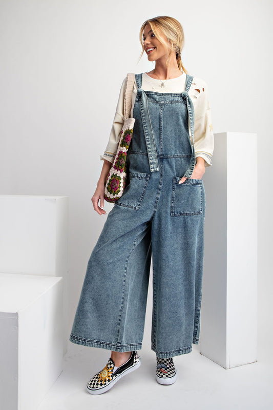 Grunge Denim Non-Distressed Overalls