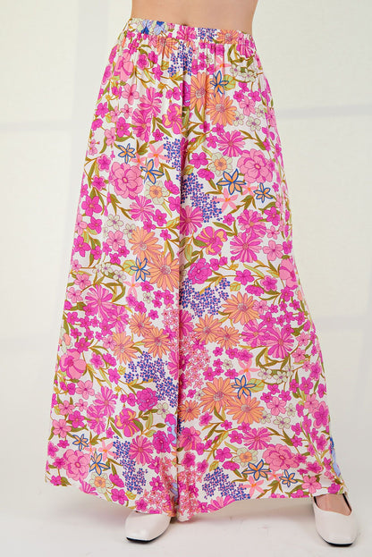 SPRINGTIME PINK CHALLIS PALAZZO PANTS