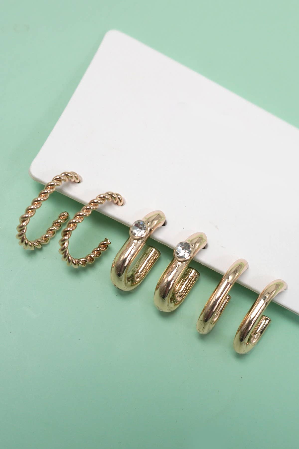 TRIO HUGGLE HOOP TITANIUM POST EARRINGS | 80E5808: GOLD