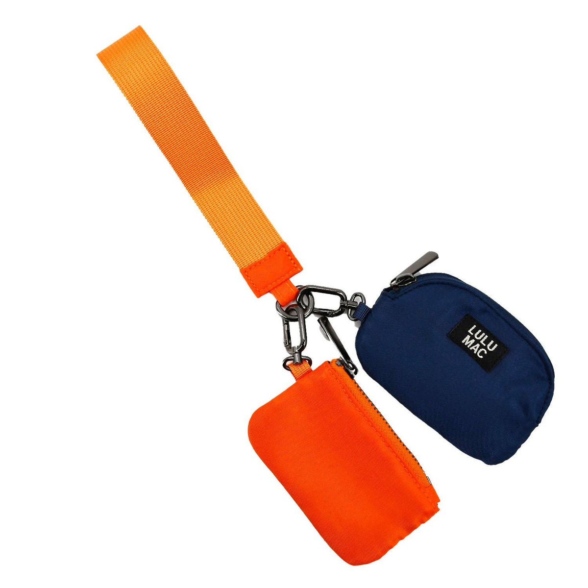 Orange/Navy Lulu Mac Double Pouch Wristlets