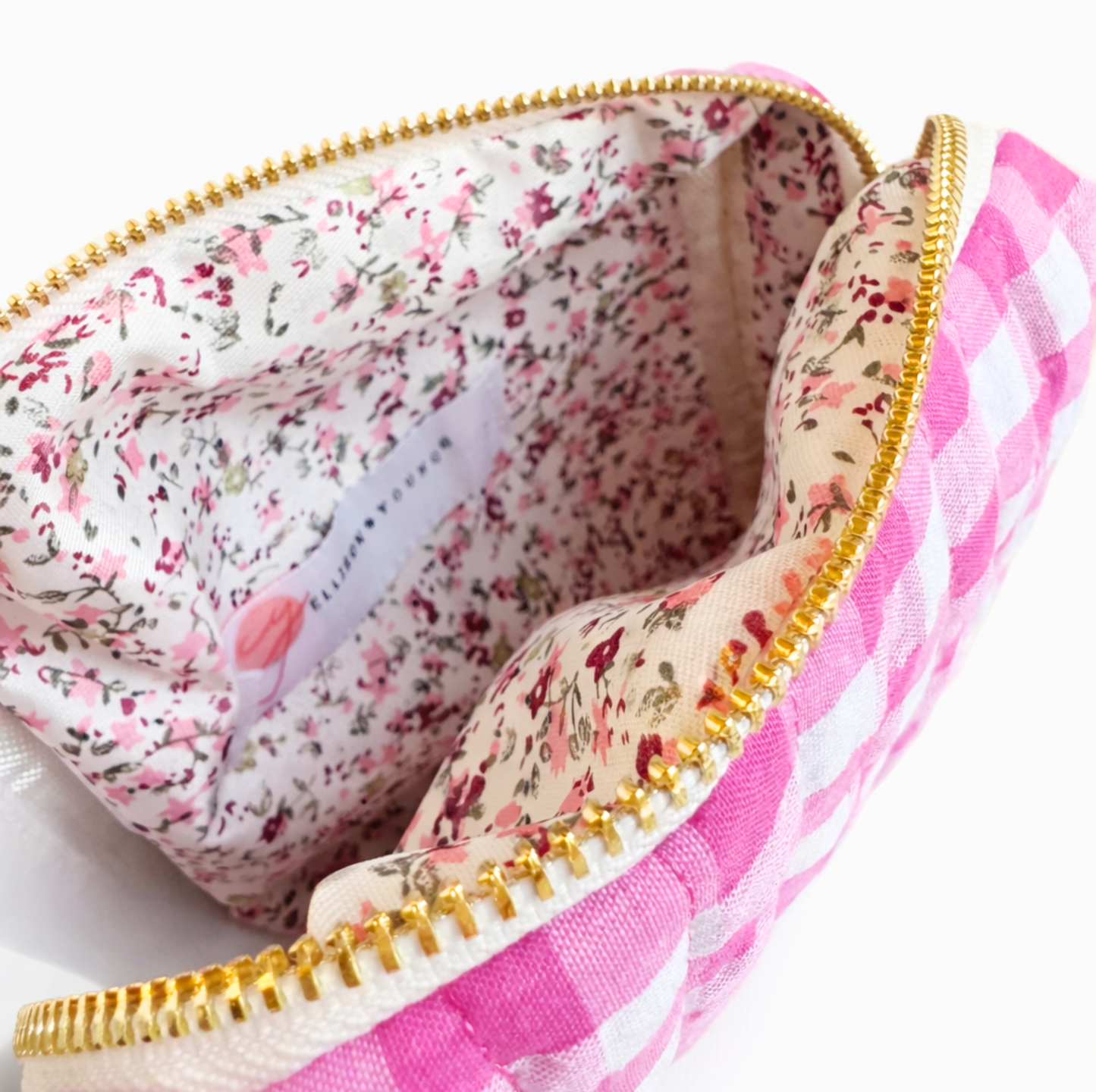 Everyday Color Gingham Cosmetic Bag – Lightweight Travel Pouch: Blue