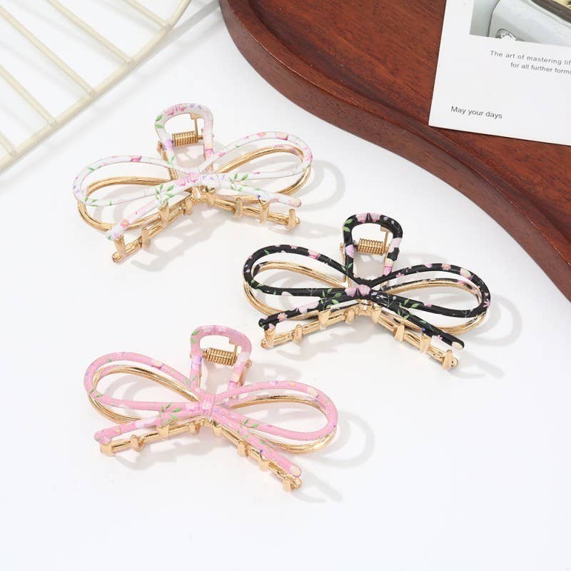 Botanical Floral Coquette Clip Hair Claw Clips | 40H1102: BLACK