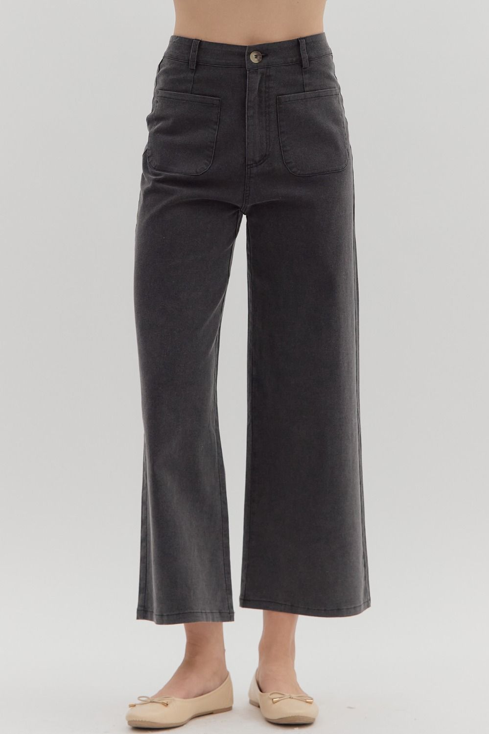 Black Wide Leg Ankle Pant
