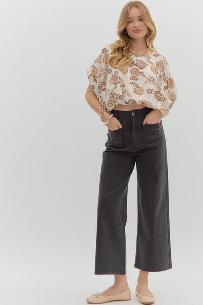 Black Wide Leg Ankle Pant